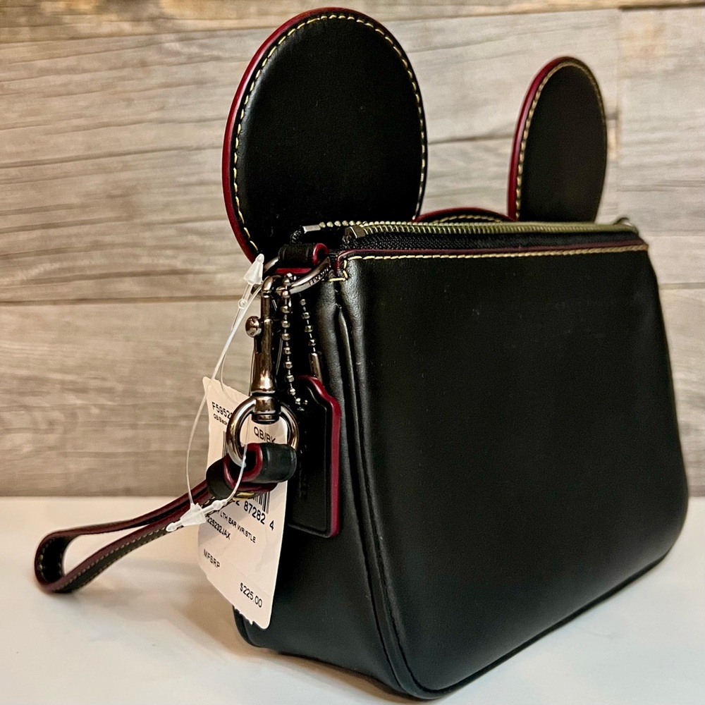Coach x Mickey Mouse, Genuine Glovetanned Leather Clutch/Wristlet Handbag, NWT 🆕